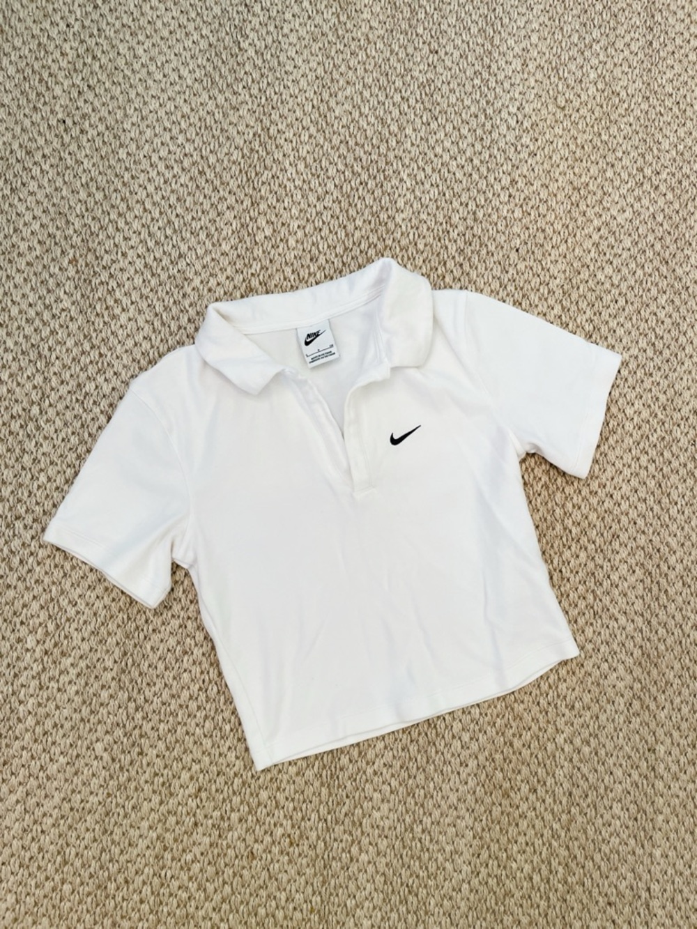Nike Sportswear Essential white Women's Short-Sleeve Polo Top small